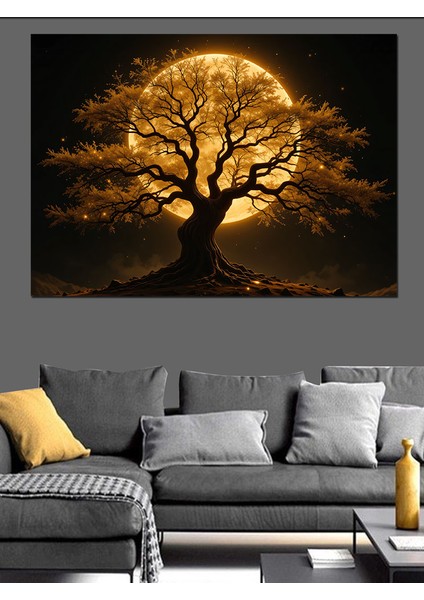 Altın Sarısı Büyülü Ağaç Dekoratif Tablo