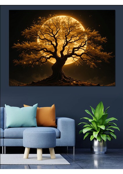 Altın Sarısı Büyülü Ağaç Dekoratif Tablo modelleri