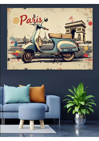 Paris Vespa Sokakları Dekoratif Tablo modelleri