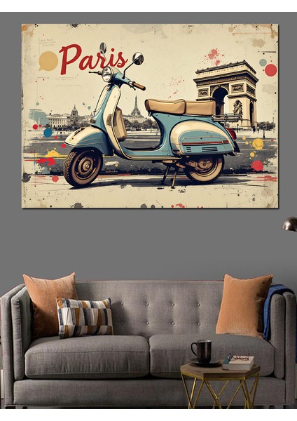 Paris Vespa Sokakları Dekoratif Tablo fırsatları