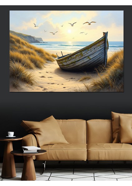 Terkedilmiş Eski Kayık Dekoratif Tablo