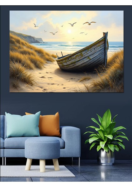 Terkedilmiş Eski Kayık Dekoratif Tablo fiyatları