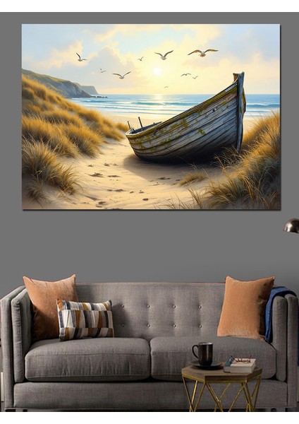 Terkedilmiş Eski Kayık Dekoratif Tablo modelleri