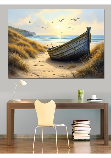 Terkedilmiş Eski Kayık Dekoratif Tablo fırsatları