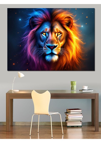 Asil Mavi Aslan Dekoratif Tablo
