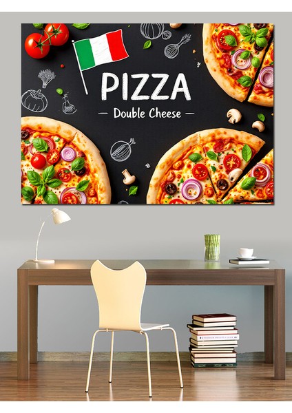 Lezzetli Pizza Reklamı Dekoratif Tablo fiyatları
