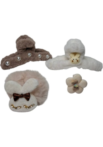 Peluş Tavşan Fig.peluş Inci Fig. Mandal Toka Zikon Taşlı Simit Toka Papatya Fig.taşlı Pens Toka 4 Lü Set