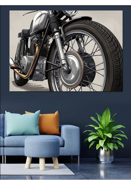 Klasik Siyah Motosiklet Dekoratif Tablo modelleri