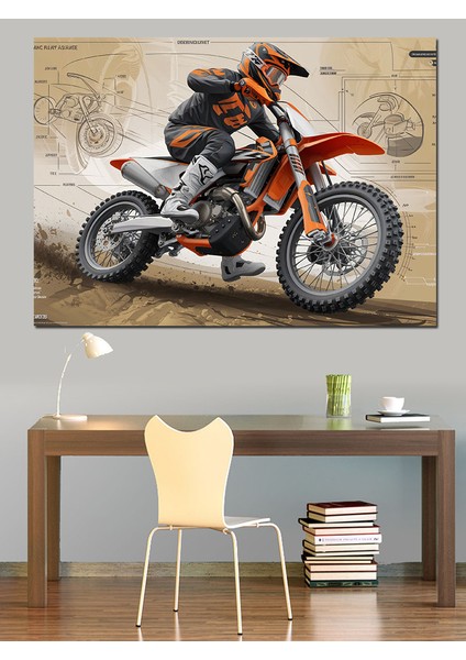 Motokros Yarışçısı Dekoratif Tablo