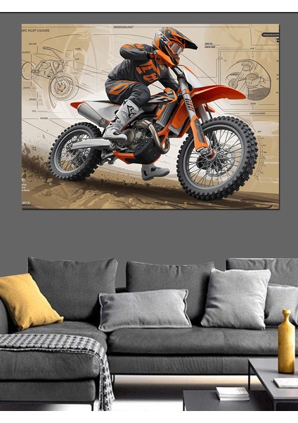 Motokros Yarışçısı Dekoratif Tablo