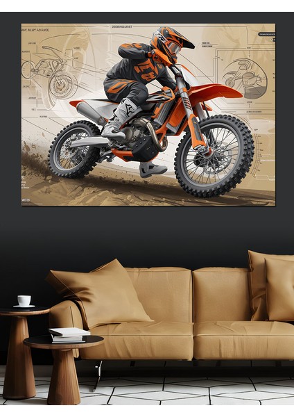Motokros Yarışçısı Dekoratif Tablo