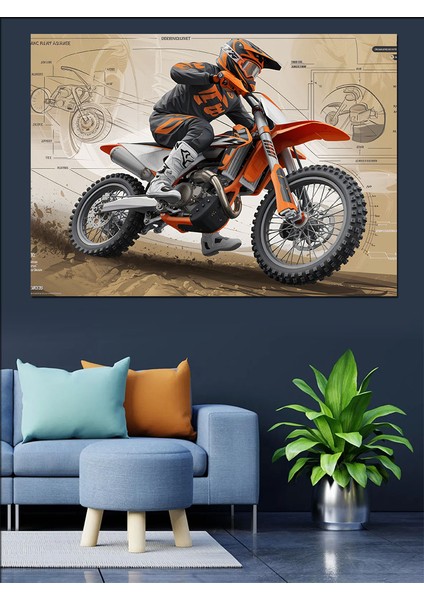 Motokros Yarışçısı Dekoratif Tablo