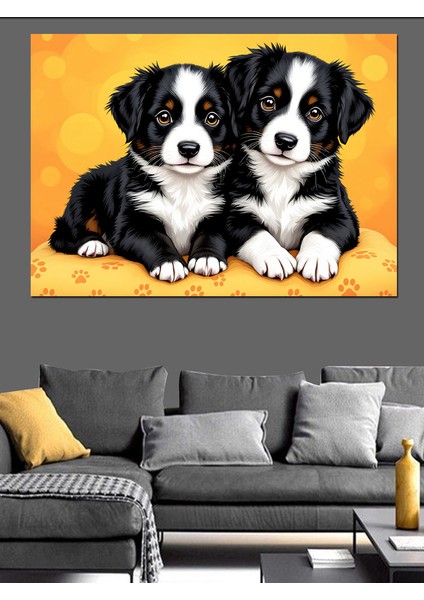 Sevimli Iki Köpek Yavrusu Dekoratif Tablo
