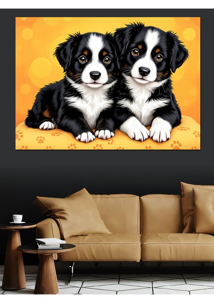 Sevimli Iki Köpek Yavrusu Dekoratif Tablo