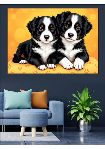 Sevimli Iki Köpek Yavrusu Dekoratif Tablo