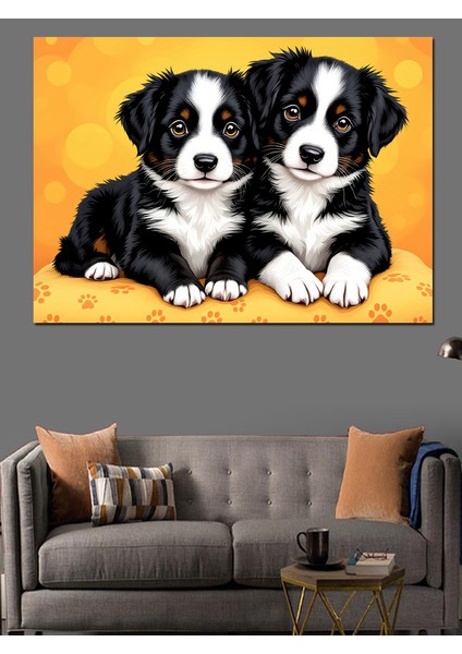 Sevimli Iki Köpek Yavrusu Dekoratif Tablo