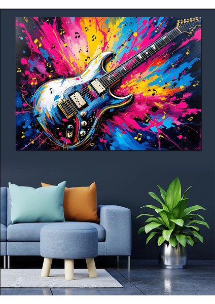 Renk Patlamalı Elektro Gitar Dekoratif Tablo fiyatları