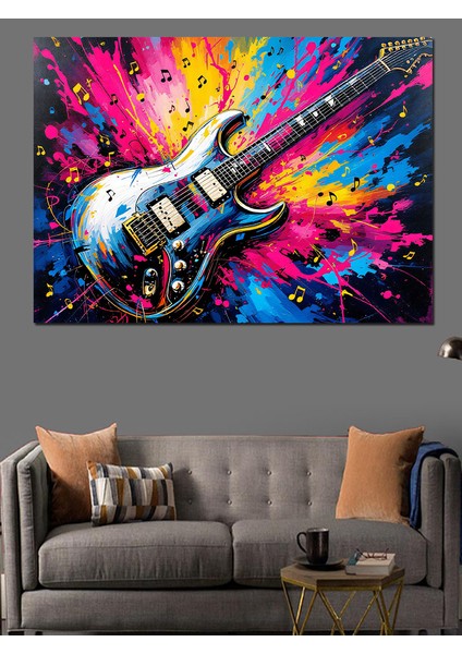 Renk Patlamalı Elektro Gitar Dekoratif Tablo modelleri
