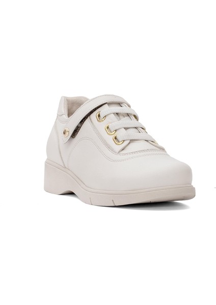 D25ya-3620 Kadın Deri Casual Ayakkabı Krem