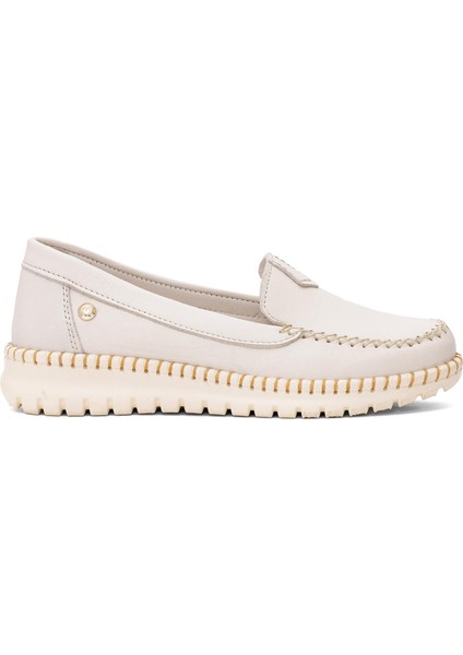 D25ya-3265 Kadın Deri Casual Ayakkabı Krem