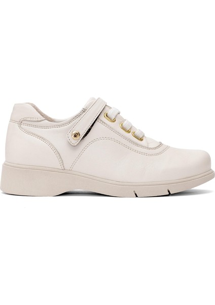 D25ya-3620 Kadın Deri Casual Ayakkabı Krem