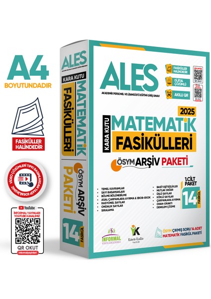 2025 Ales Matematik Kara Kutu 1.cilt Fasikül Seti (14LÜ) Ösym Çıkmış Soru Bankası Çözümlü Paket