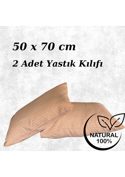 Premium Çizgili Saten Yastık Kılıfı Seti %100 Pamuk (2'li Set)