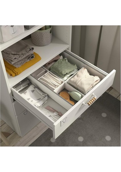 Ikea Jattebjörn Bölmeli Kutu Beyaz-Gri 50x35x9 Cm 40573214 modelleri