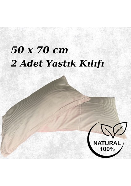 Premium Çizgili Saten Yastık Kılıfı Seti %100 Pamuk (2'li Set)