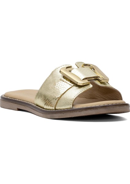 D25YT-1105 Kadın Deri Düz Terlik Altın fiyatları