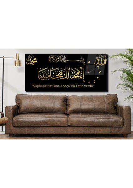 Yatay Yandan Saatli Dini Temalı Cam Tablo YSYD013 modelleri