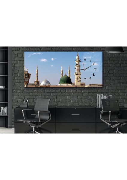Yatay Yandan Saatli Dini Temalı Cam Tablo YSYD027 fiyatları