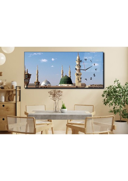 Yatay Yandan Saatli Dini Temalı Cam Tablo YSYD027 indirimleri