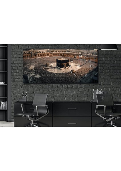 Yatay Yandan Saatli Dini Temalı Cam Tablo YSYD065 fiyatları