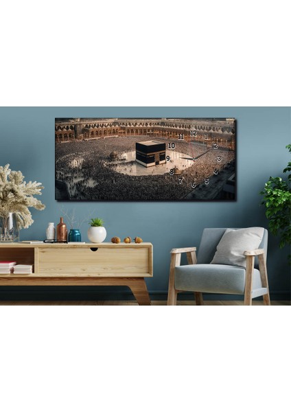 Yatay Yandan Saatli Dini Temalı Cam Tablo YSYD065 fırsatları