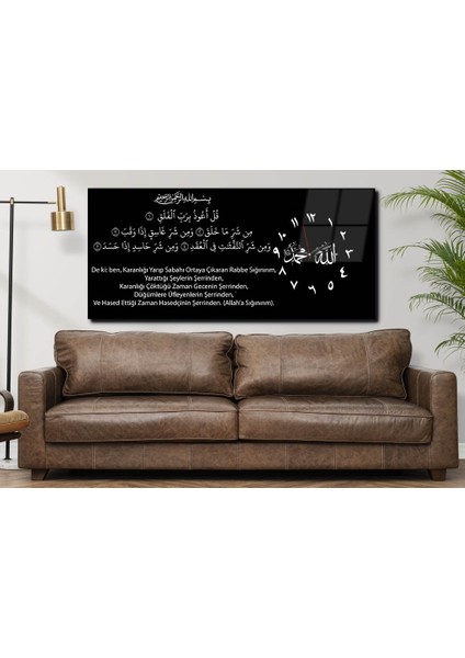 Yatay Yandan Saatli Dini Temalı Cam Tablo YSYD016 modelleri