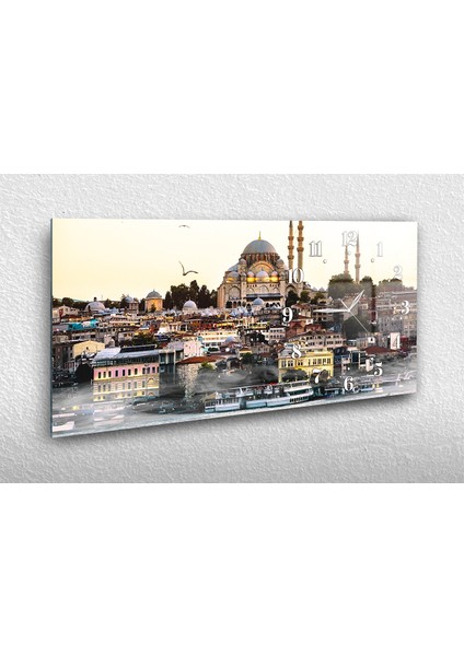 Yatay Yandan Saatli Dini Temalı Cam Tablo YSYD071