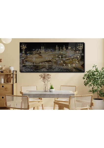 Yatay Yandan Saatli Dini Temalı Cam Tablo YSYD085 indirimleri