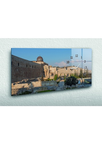 Yatay Yandan Saatli Dini Temalı Cam Tablo YSYD064