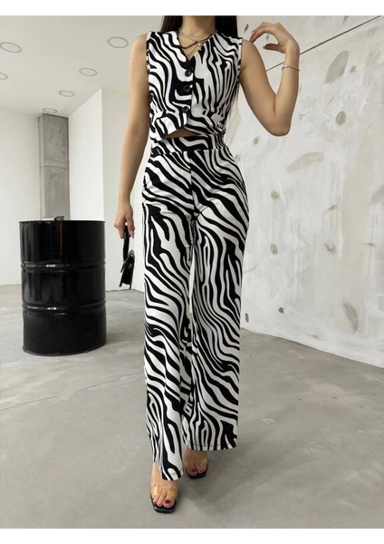 Zebra Desen Şifon Takım