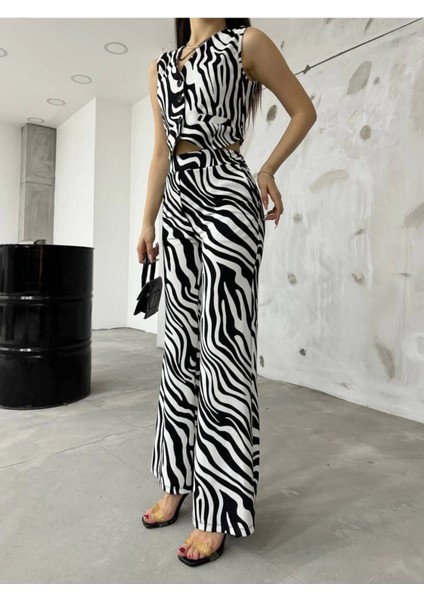 Zebra Desen Şifon Takım