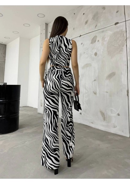 Zebra Desen Şifon Takım
