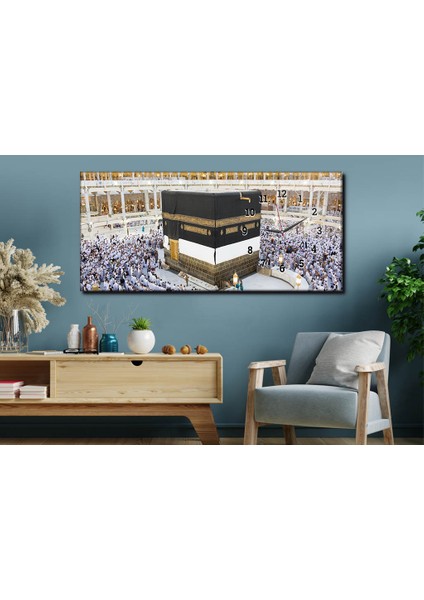 Yatay Yandan Saatli Dini Temalı Cam Tablo YSYD067