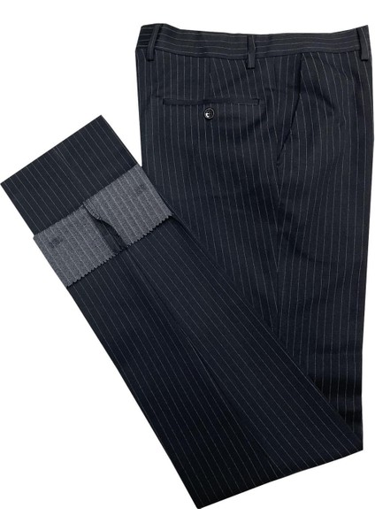 Avasar Erkek Lacivert Çizgili Regular Fit Kumaş PANTOLON-7227