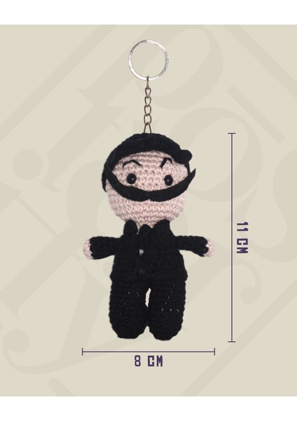 Salvador Dali Amigurumi Anahtarlık 11 cm - El Yapımı Sanatsal Örgü Çanta Aksesuarı fırsatları
