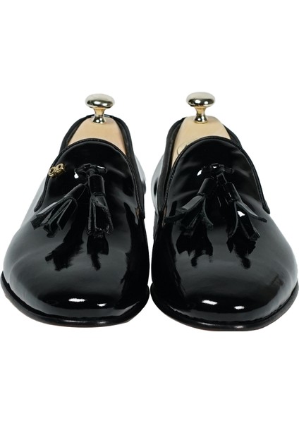 Kişiye Özel Altın Harfli Püsküllü Rugan Erkek Ayakkabı