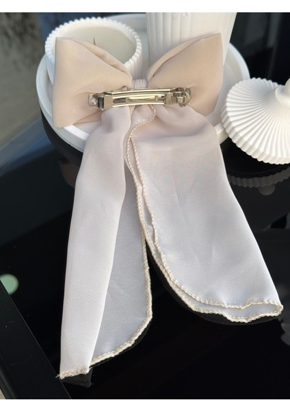 Krem Rengi Fiyonk Kurdele Klipsli Toka fiyatları