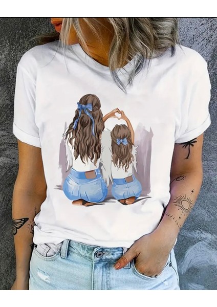 Anne&kız Baskılı Oversize Tshirt