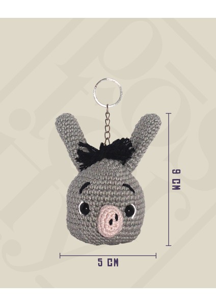 Shrek - Eşek Amigurumi Büst Anahtarlık 9 cm - El Yapımı Sanatsal Örgü Çanta Aksesuarı fırsatları