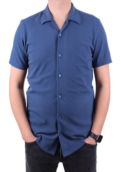 DMG23-118381 Siyah Örme Apaj Yaka Dar Kalıp Kısa Kol Erkek Gömlek fiyatları